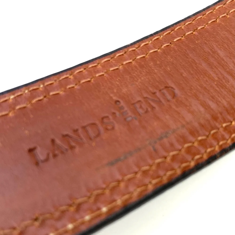 Lands End Men's Black Pebble Grain Leather Belt
